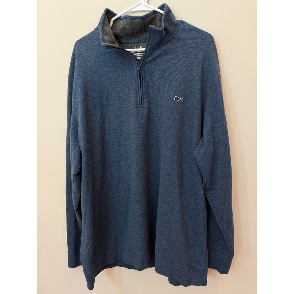 Vineyard Vines Performance Men's 2XLT Blue Quarter Zip Pullover Big Tall Whale